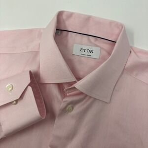 Eton Custom Made 17/35 Pink Twill Dress Shirt Mens Made in Europe